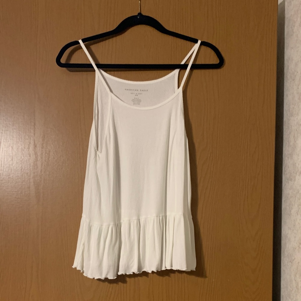 American Eagle Outfitters White Ruffle Hem Camisole